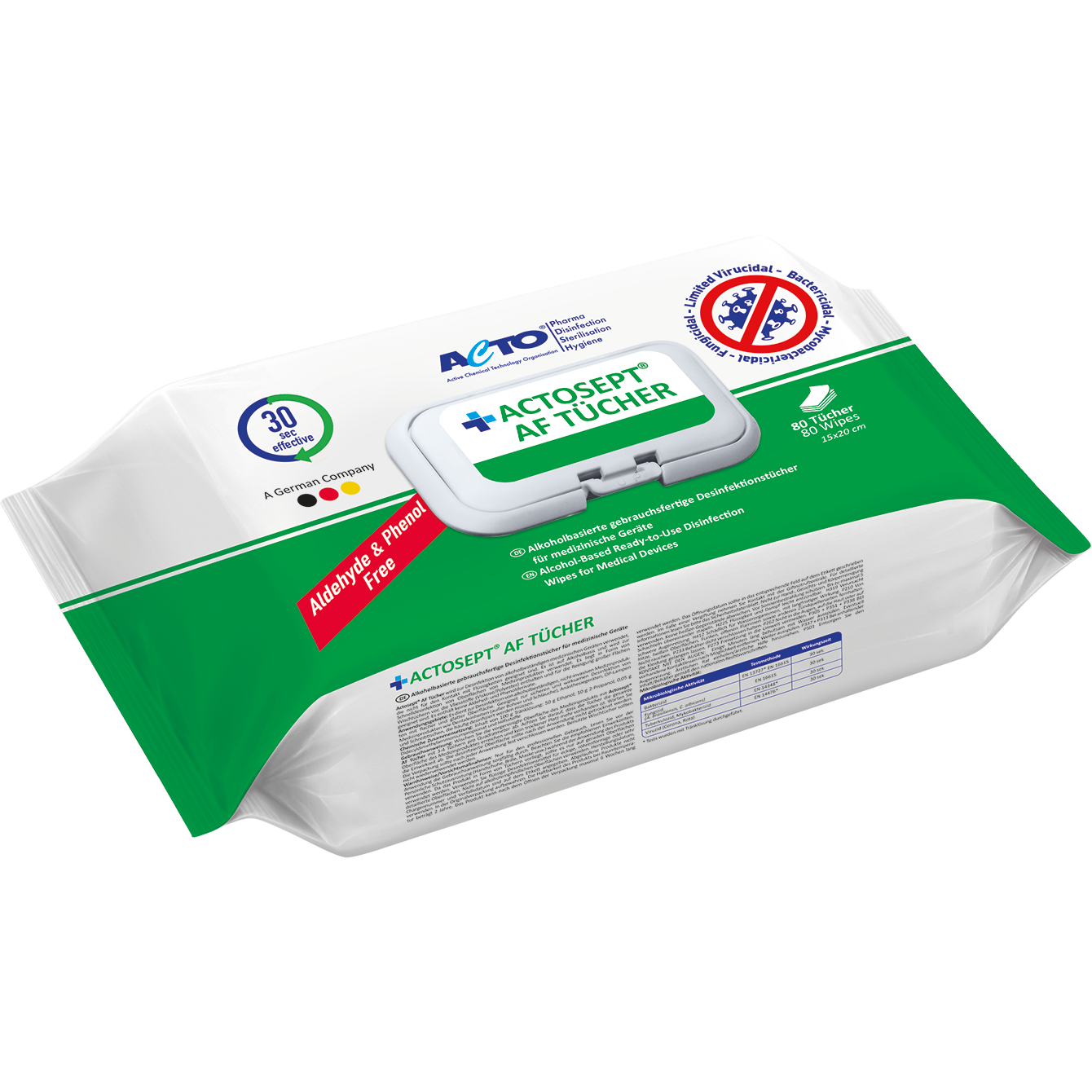 ACTOSEPT AF TÜCHER 80 Wipes (15x20cm)